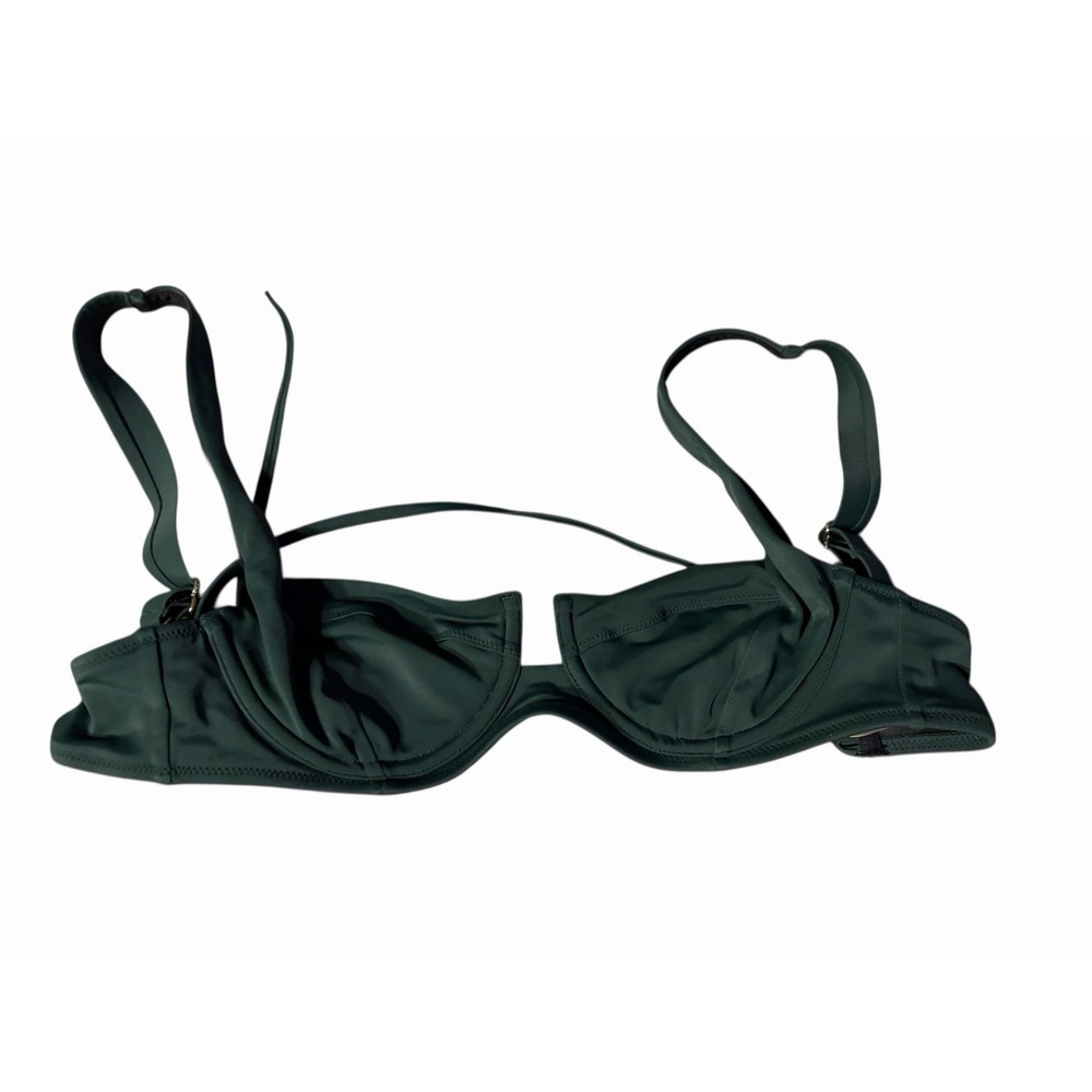 Victorias Secret 32C Green Underwired Cutout Push Up Wide Strap Bikini Top